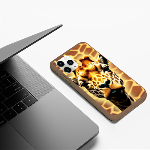 Чехол для iPhone 11 Pro Max матовый Жирафа, цвет коричневый - фото 5