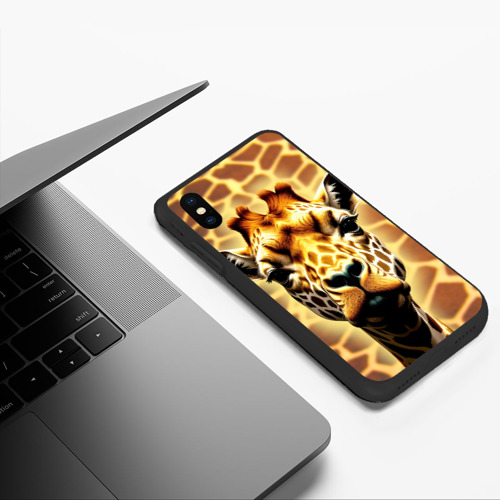 Чехол для iPhone XS Max матовый Жирафа, цвет черный - фото 5