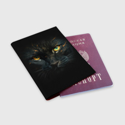 Обложка для паспорта матовая кожа Черный    кот - фото 2