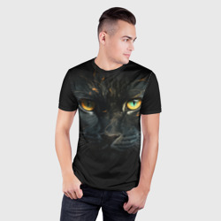Мужская футболка 3D Slim Черный    кот - фото 2