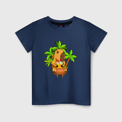 Детская футболка хлопок с принтом Сapybara programmer's zone, вид спереди #2