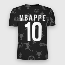 Мужская футболка 3D Slim Килиан Мбаппе на фоне футбола
