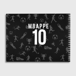 Альбом для рисования Килиан Мбаппе на фоне футбола