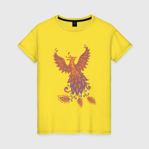 Женская футболка хлопок Жар птица, цвет желтый