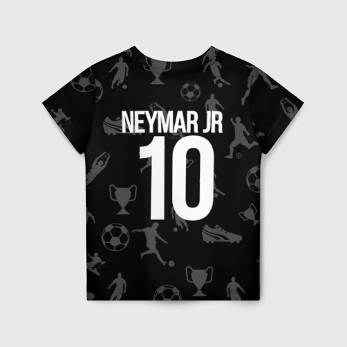Детская футболка с принтом Неймар На фоне футбола, вид сзади №1