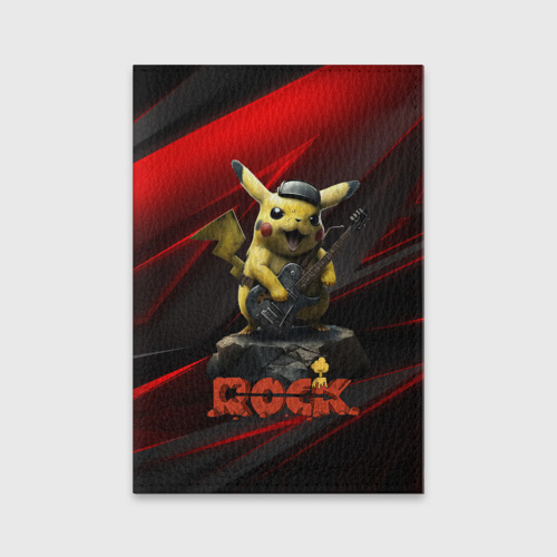 Обложка для паспорта матовая кожа Pikachu Rock style, цвет черный