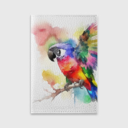 Обложка для паспорта матовая кожа Разноцветный акварельный попугай