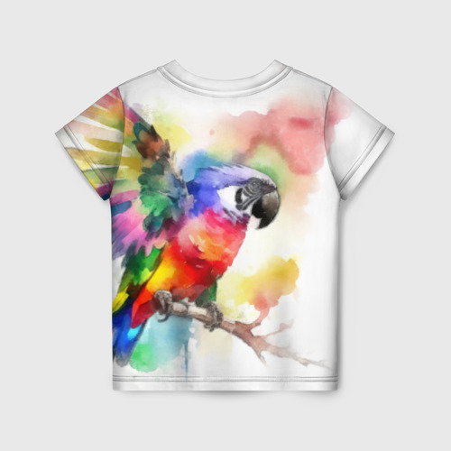 Детская футболка 3D Разноцветный акварельный попугай, цвет 3D печать - фото 2
