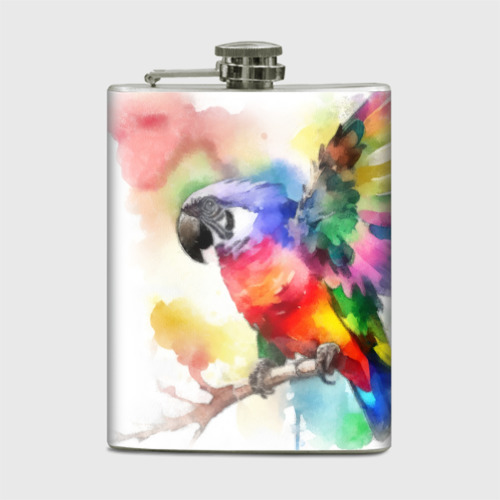 Фляга Разноцветный акварельный попугай