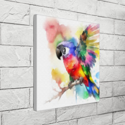 Холст квадратный Разноцветный акварельный попугай - фото 2