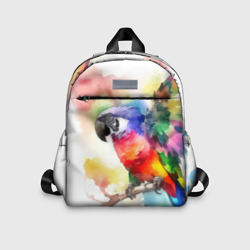 Детский рюкзак 3D Разноцветный акварельный попугай