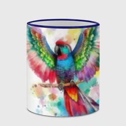 Кружка с полной запечаткой Разноцветный акварельный попугай с расправленными крыльями - фото 2