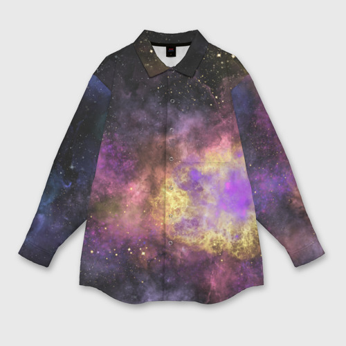 Мужская рубашка oversize 3D с принтом Космос рождение звезды, вид спереди #2