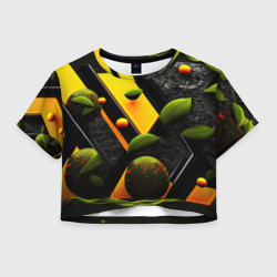 Женская футболка Crop-top 3D Объемные зеленые листья