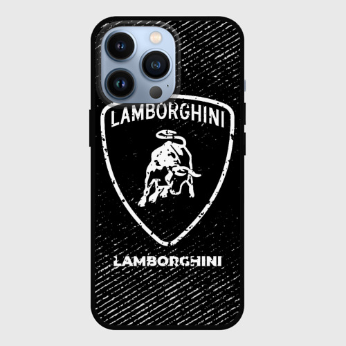 Чехол для iPhone 13 Pro Lamborghini с потертостями на темном фоне