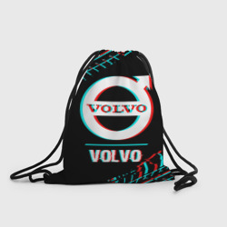 Рюкзак-мешок 3D Значок Volvo в стиле glitch на темном фоне