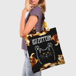 Шоппер 3D Led Zeppelin рок кот и огонь - фото 2