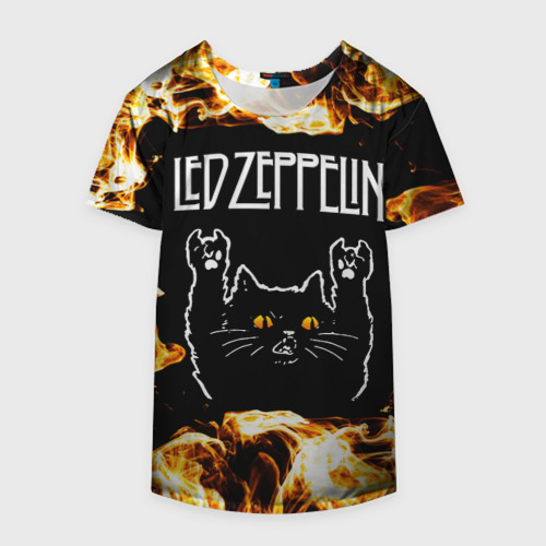 Накидка на куртку 3D Led Zeppelin рок кот и огонь, цвет 3D печать - фото 4