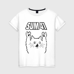 Женская футболка хлопок Sum41 - rock cat