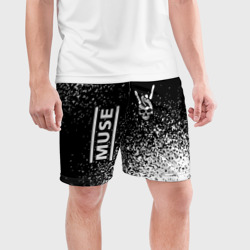 Мужские шорты спортивные Muse и рок символ на темном фоне - фото 2