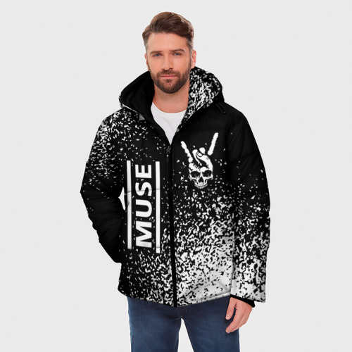Мужская зимняя куртка 3D Muse и рок символ на темном фоне, цвет черный - фото 3