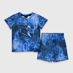 Детский костюм с шортами 3D Дракон в синем пламени