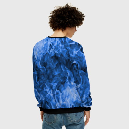 Мужской свитшот 3D с принтом Дракон в синем пламени, вид сзади #2