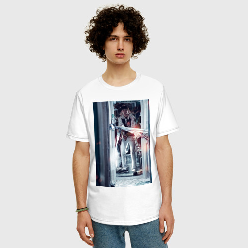 Мужская футболка хлопок Oversize с принтом Поезд в Пусан Ён Гук, фото на моделе #1