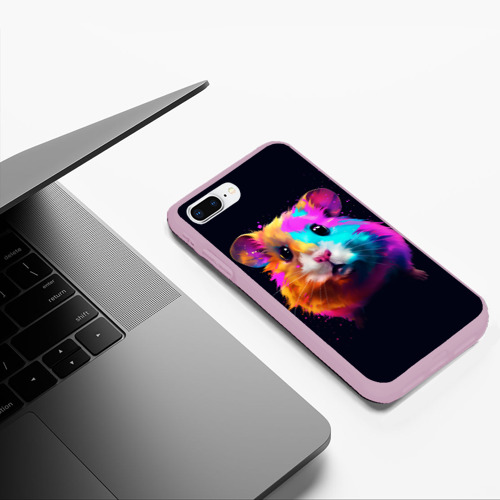 Чехол для iPhone 7Plus/8 Plus матовый Хомяк в неоновых красках, цвет розовый - фото 5