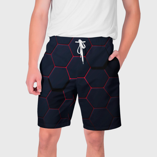 Мужские шорты 3D с принтом Светящиеся стальная броня, вид спереди #2