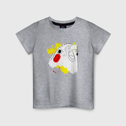 Детская футболка хлопок с принтом Вопящий попугай, вид спереди #2