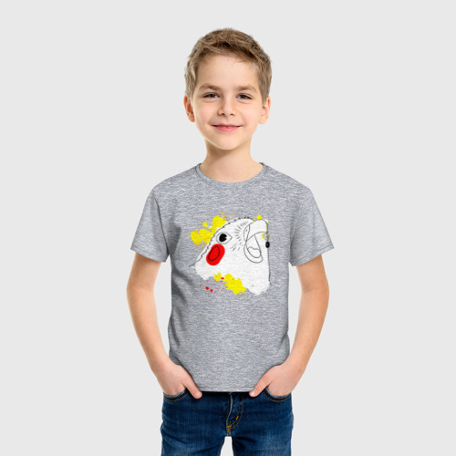 Детская футболка хлопок с принтом Вопящий попугай, фото на моделе #1