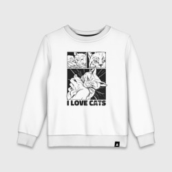 Детский свитшот хлопок I love cats comic