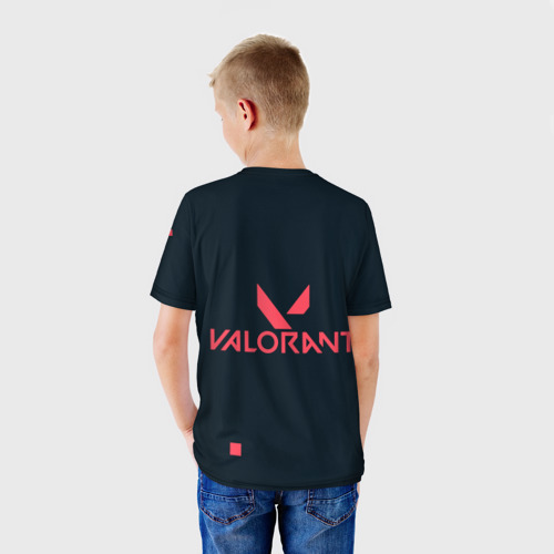 Детская футболка 3D с принтом Valorant игрок, вид сзади #2