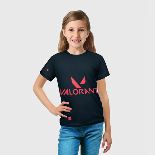Детская футболка 3D с принтом Valorant игрок, вид сбоку #3