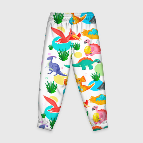 Детские брюки 3D с принтом Dinosaurs, вид сзади #1