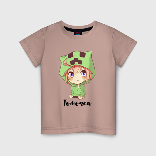Детская футболка хлопок с принтом Томочка - Майнкрафт, вид спереди #2