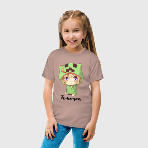 Детская футболка хлопок с принтом Томочка - Майнкрафт, вид сбоку #3