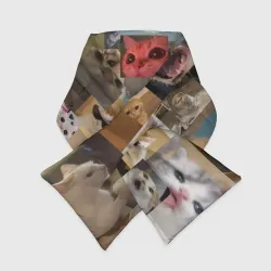 Шарф-пуховик 3D Мемные котики паттерн