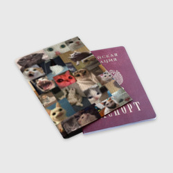 Обложка для паспорта матовая кожа Мемные котики - фото 2