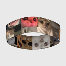 Повязка на голову 3D Мемные котики паттерн