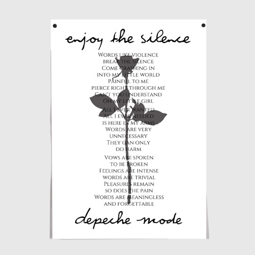 Постер Depeche Mode - Enjoy the Silence lyrics white
