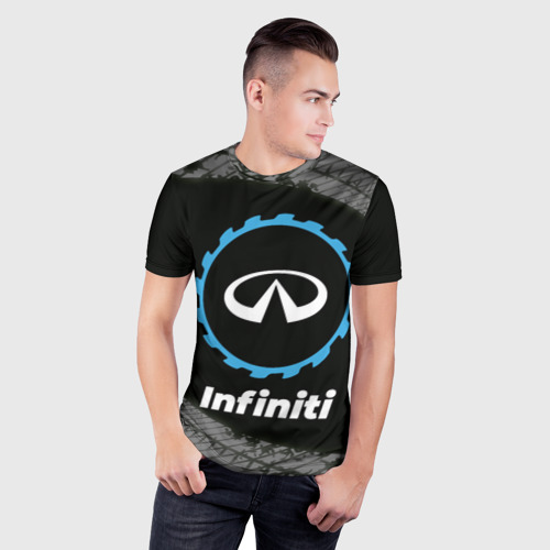 Мужская футболка 3D Slim Infiniti в стиле Top Gear со следами шин на фоне, цвет 3D печать - фото 3