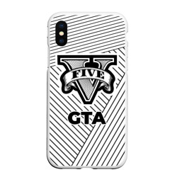 Чехол для iPhone XS Max матовый Символ GTA на светлом фоне с полосами