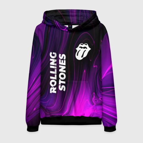 Мужская толстовка 3D Rolling Stones violet plasma, цвет черный