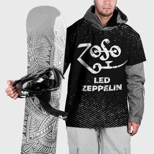 Накидка на куртку 3D Led Zeppelin с потертостями на темном фоне, цвет 3D печать