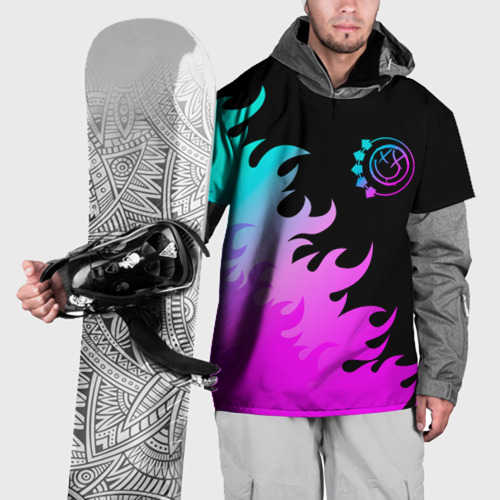 Накидка на куртку 3D Blink 182 неоновый огонь, цвет 3D печать