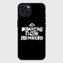 Чехол силиконовый для Apple iPhone 15 матовый Obladaet - players club members надпись