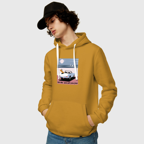 Мужская толстовка хлопок с принтом Машина на пляже, фото на моделе #1