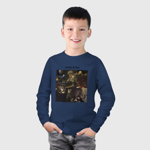 Детский лонгслив хлопок с принтом Демоны Гоя, фото на моделе #1